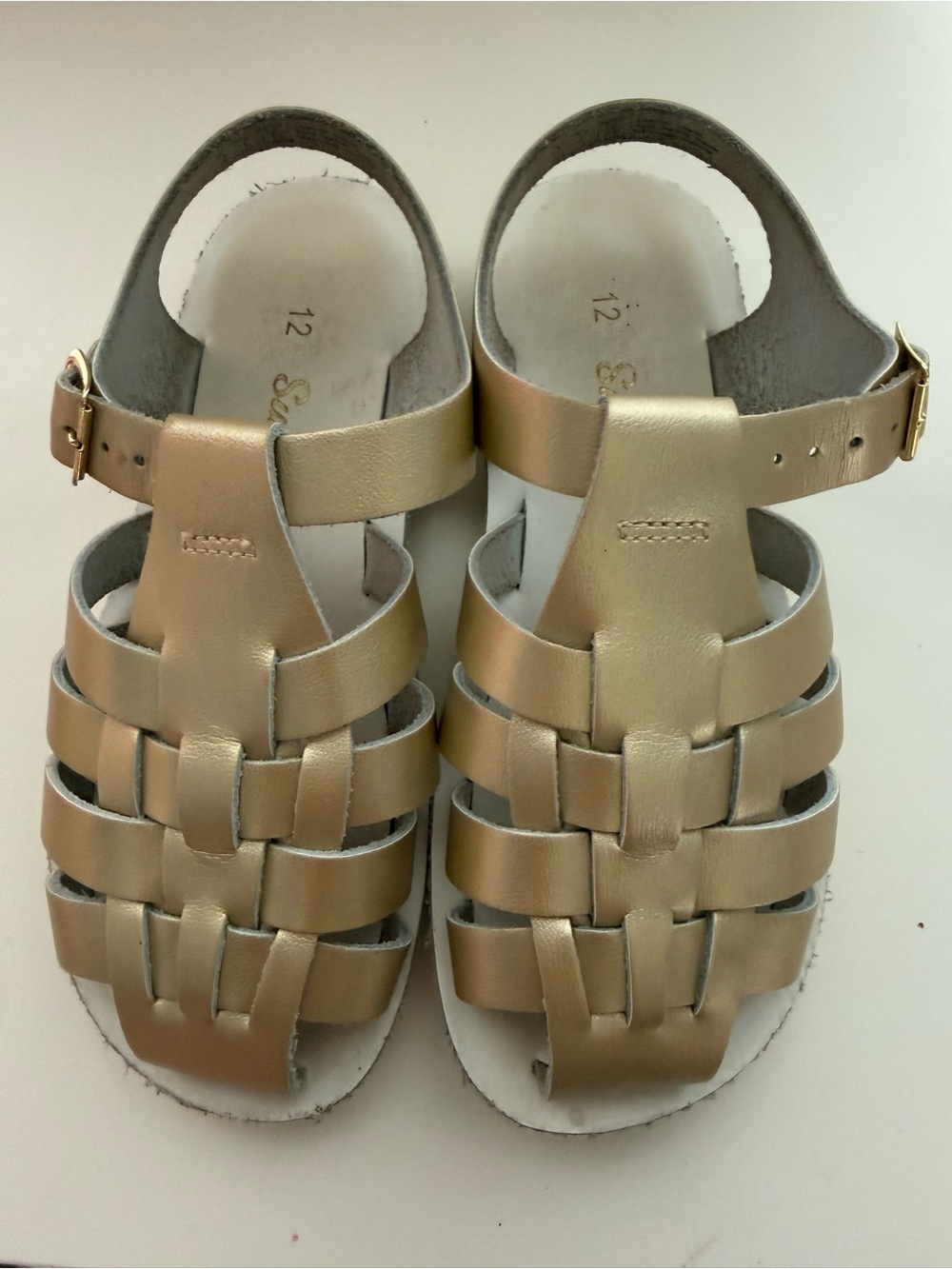 Salt Water Sun San waterproof Kids Gold Metallic Woven Sandals - 12